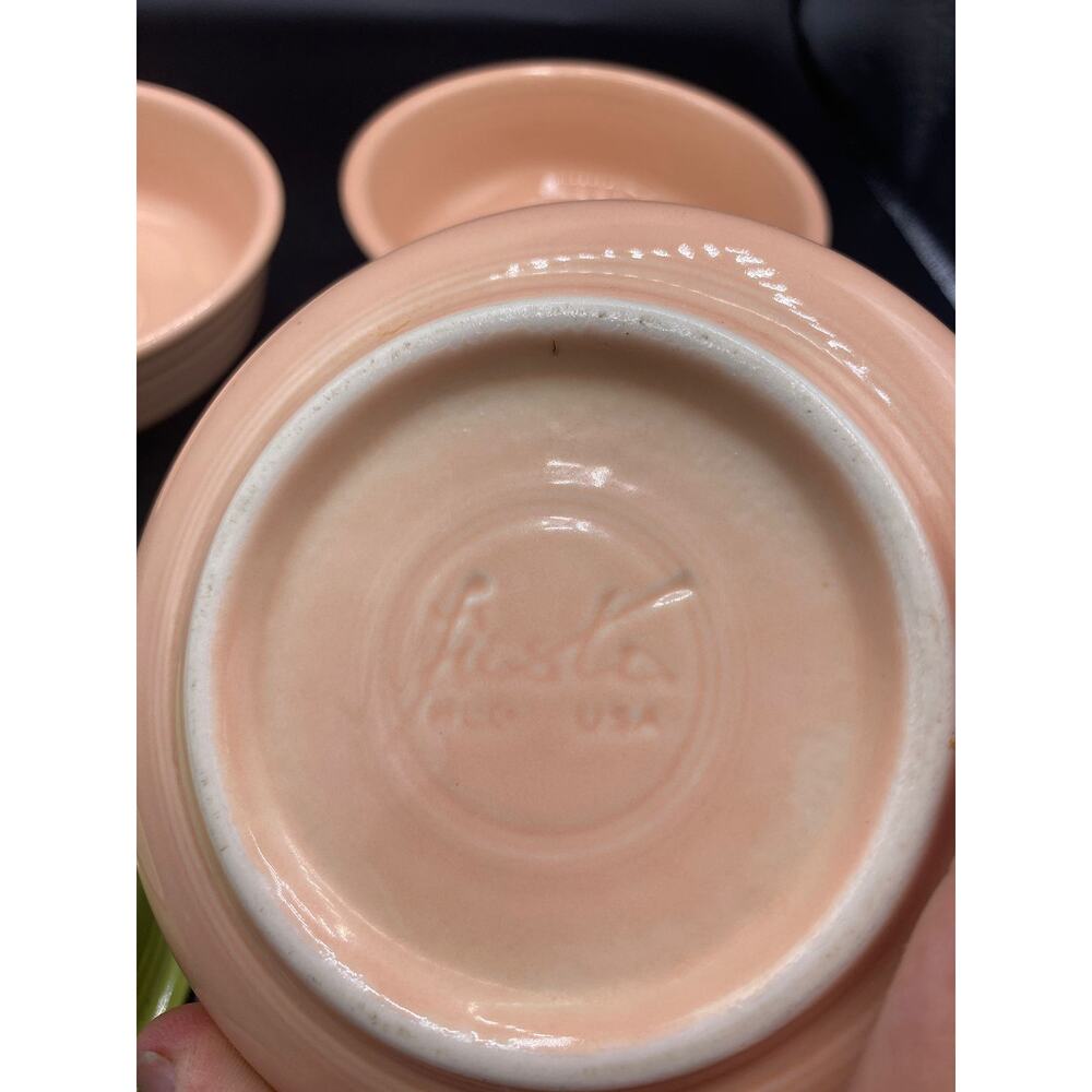 Vintage Fiesta Ware 3 Round Fruit / Cereal green and Apricot Bowls - Picture 3 of 6